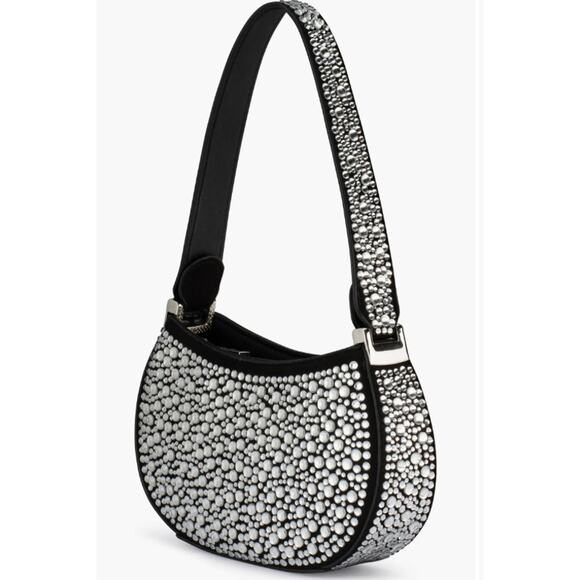 Olga Berg Handbags - Olga Berg Revolve Black and Silver Rhinestone Crystal Shoulder Bag Mini Purse